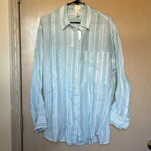 Linen Striped Button Down - H&M X lemlem - Size M - NWT